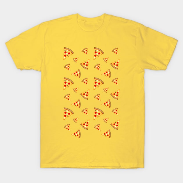 Cool and fun pizza slices pattern foodie neon bright yellow T-Shirt by PLdesign